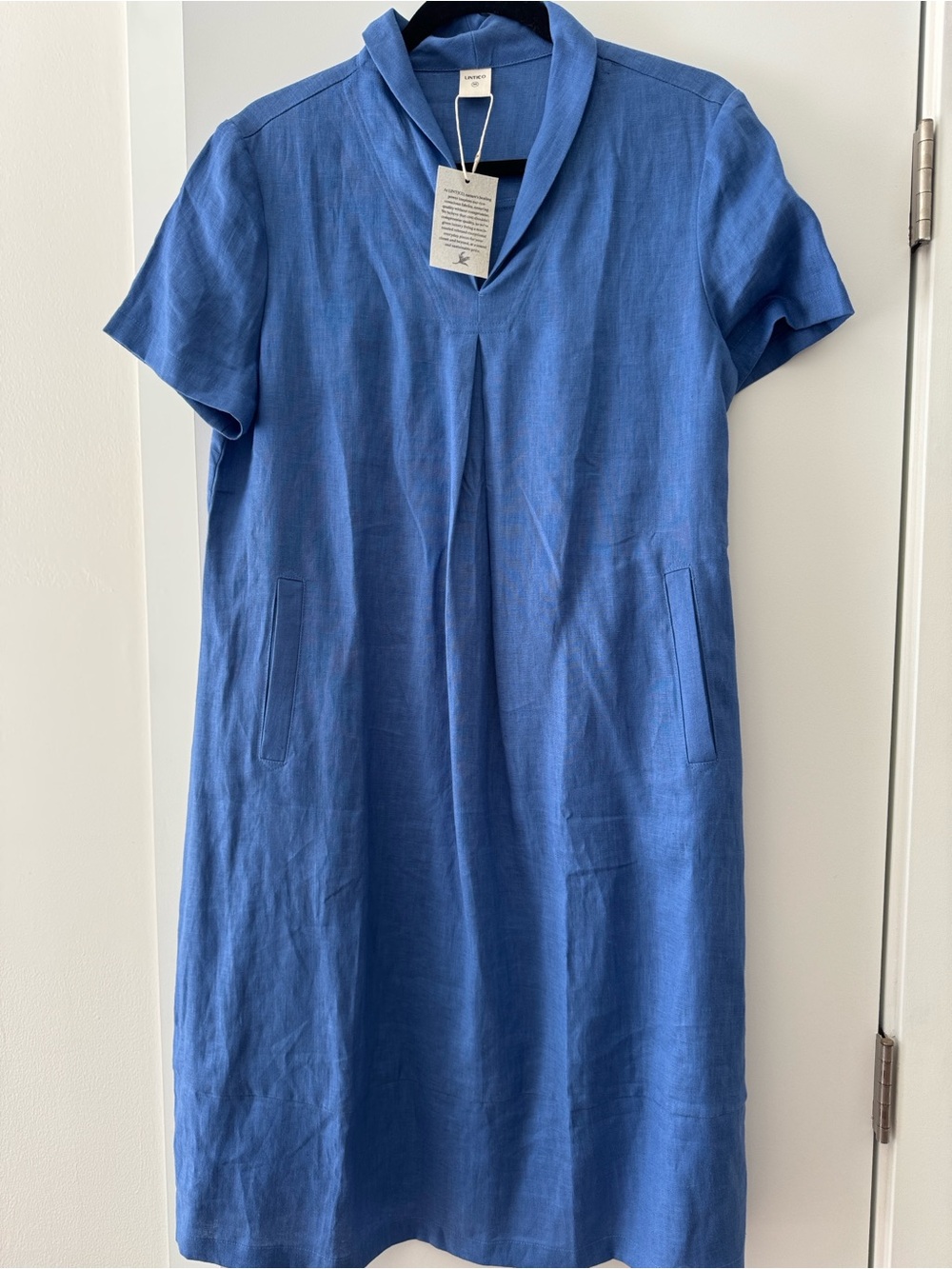 Asymmetrical V-Neck Shift Dress in Cobalt Blue